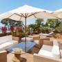 SUN 2 - Ombrellone professionale 3x2 con palo centrale in legno per bar, giardino, mare, spiaggia