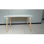 EAMES STYLE - Tavolo base in faggio piano in MDF bianco e nero tondo diam.80,100,120 o 60x60,80x80,120x80cm