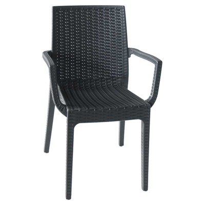 BISTROT -  POLTRONA  IN POLIPROPILENE SIMIL RATTAN IMPILABILE DA ESTERNO PER   HOTEL GRAND SOLEIL