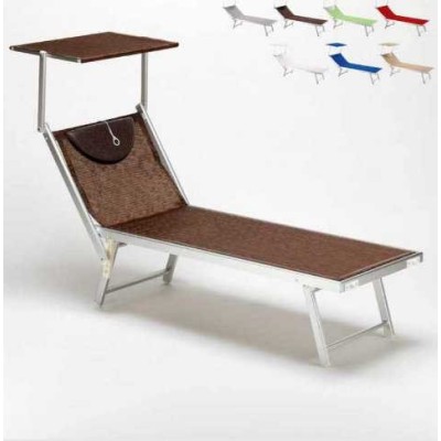 SANTORIN - Lettino professionale prendi sole in alluminio tre posizioni con tettuccio parasole, mare, spiaggia