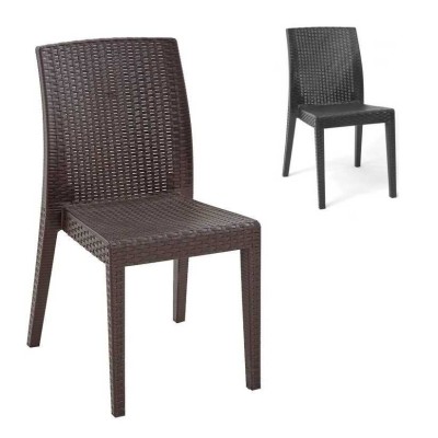 Siena - Sedia impilabile simil rattan da esterno giardino bar ristorante albergo hotel