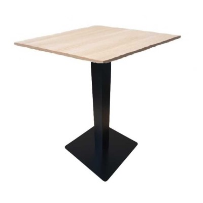 ALFA - Tavolo con gamba in metallo nero e TOP in legno melamminico