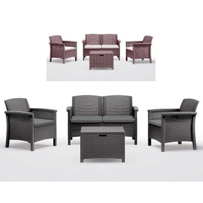 SET RATTAN VENEZIA 2 - Set 4 persone in polipropilene rattan (BICA Italy) bar ristorante pizzeria pub catering