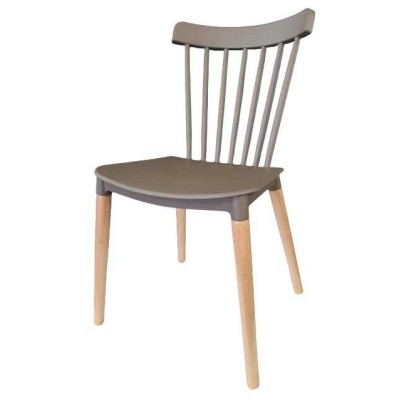 Retro - Sedia polipropilene gambe in legno impilabile casa catering ristorante albergo