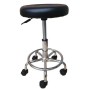 WORK 493 – Sgabello da lavoro con ruote girevole alzabile ecopelle nera estetista manicure pedicure tatuatori ufficio
