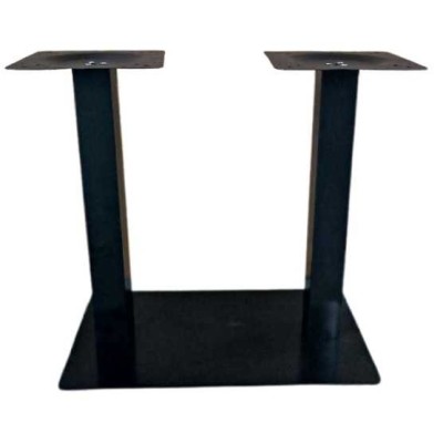 ALFA 2G H72 - doppia base in metallo nera moderna per piani tavolo rettangolari bar, ristorante, albergo