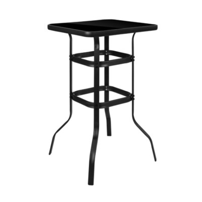 STROMBOLI H100 - Tavolo alto in metallo e vetro nero 70x70xH100cm bar ristorante pizzeria