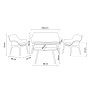 LUXOR - LOUNGE SET DESIGN Bica Italy 4 posti salotto polipropilene esterno con divanetto, 2 poltrone, 1 tavolino e cuscini