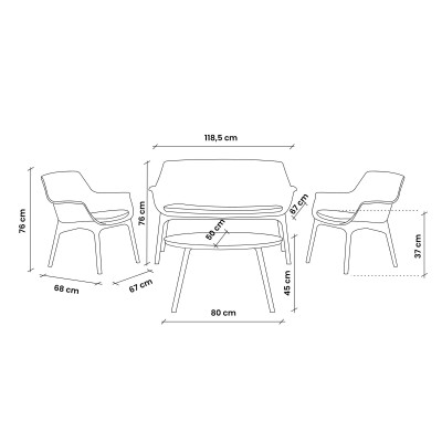 SET RATTAN VENEZIA 2 - Set 4 persone in polipropilene rattan (BICA Italy) bar ristorante pizzeria pub catering
