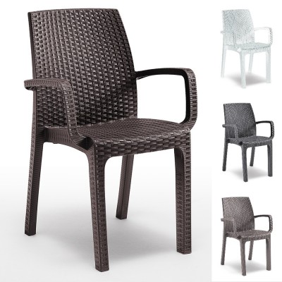 VERONA ARMCHAIR - Poltrona con braccioli rattan impilabile polipropilene (BICA ITALY) bar ristorante pizzeria