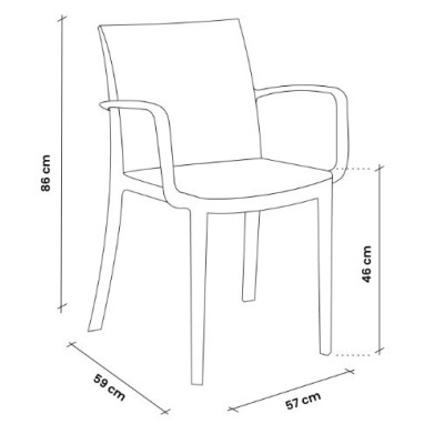 VERONA ARMCHAIR - Poltrona con braccioli rattan impilabile polipropilene (BICA ITALY) bar ristorante pizzeria