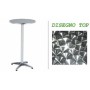 R60-A - TAVOLO IN ALLUMINIO TONDO, diam.60 x H110cm CON GAMBA CENTRALE A 4 PIEDI PER BAR, RISTORANTE, PISCINA, HOTEL, ALBERGO