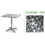 Q70 - TAVOLO IN ALLUMINIO QUADRATO CON GAMBA CENTRALE A 4 PIEDI TOP 70X70CM PER BAR, RISTORANTE, PISCINA, HOTEL, ALBERGO
