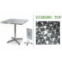 Q70-P - TAVOLO IN ALLUMINIO QUADRATO 70x70cm,TOP PIEGHEVOLE CON GAMBA CENTRALE A 4 PIEDI PER BAR, RISTORANTE, PISCINA, HOTEL