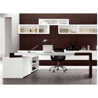 MATRIX - Scrivania contract office direzionale in legno nobilitato melaminico per ufficio, studio, hotel, albergo